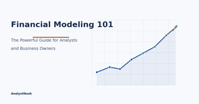 Financial Modeling 101 guide cover image with an upward trending chart